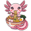 Kawaii Ramen Pink Axolotl