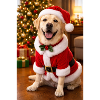 Christmas Dog in Santa Outfit