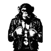 Monkey Boxer Rebel Monkey in Leder-Boxjacke