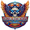 Motorcycle skull with wings logo