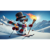 Snowman Skier with Fire Torch