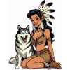 Indische Frau mit Husky-Hund