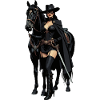 Zorro-Frau mit schwarzem Pferd 2