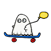 Ghost with skateboard and balloon