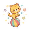 Acrobatic kitten on rainbow ball