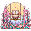 Sugar-sweet owl swing at Candyland