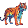 Buntes Tiger-Regenbogen-Pop-Art-Aquarell