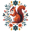 Squirrel in a wreath of flowers