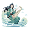 Guqin Master on Sea Wave