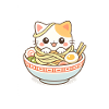 Kawaii Cat Ramen Noodles Anime