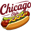 Klassisches Hotdog-Futterdesign im Chicago-Stil