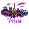 Paris Neon Skyline City France