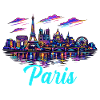 Paris Neon Skyline City France