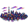 Paris Neon Skyline City France