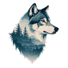 Loup bleu dans la forêt