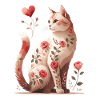 Rosy Cat Dream : Floral Cat