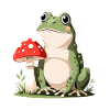 Little frog with red mushroom
