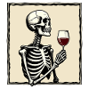Skeleton with wine glass