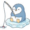 Süßer Pinguin Angler Cartoon Fischfang Fischen