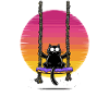 Cat on Swing Sunset