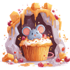 Cute mouse in cupcake cave