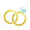 Goldene Eheringe mit Diamant