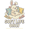 Cuddly bunny on cloud cushion