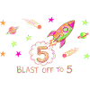 Blast Off To 5 Rocket Drawing
