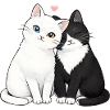Cat Friends Duo Hearts