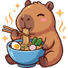 Kawaii Capybara Eating Japanese Ramen Bowl