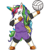 Lustiger Dabbing Volleyball-Einhorn-Regenbogenspieler