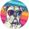 Rainbow Bulldog with Sunglasses