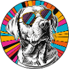 Sonnenbrillen-Dog im Farbkreis