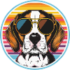 Sunglasses dog in retro stripe look