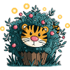 Tiger im Blütenbusch