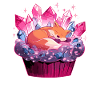 Cuddly fox in crystal cupcake