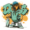 Graffiti Dog with Hoodie