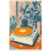 Retro Vinyl Garden Scene