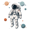 Astronaut im Planetenlabyrinth