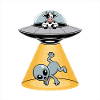 Kuh entführt einen Alien – Cooles Alien-Logo