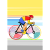 Geometrischer Radfahrer im Farbblockstil