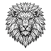 Geometric lion head line art