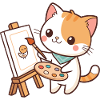 Chat Artiste et Petit Poussin