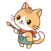 Cat Artist Brush