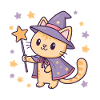Starry pastel wizard cat