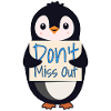 Pinguino con il segno motivazionale - Non perderti nulla