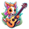 Rabbit with Guitar and Flowers