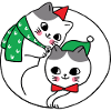 Cuddly cats under the mistletoe