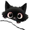 Gattino nero di Kawaii che spunta dallo sguardo