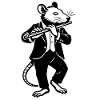 Rat musician in suit with flute